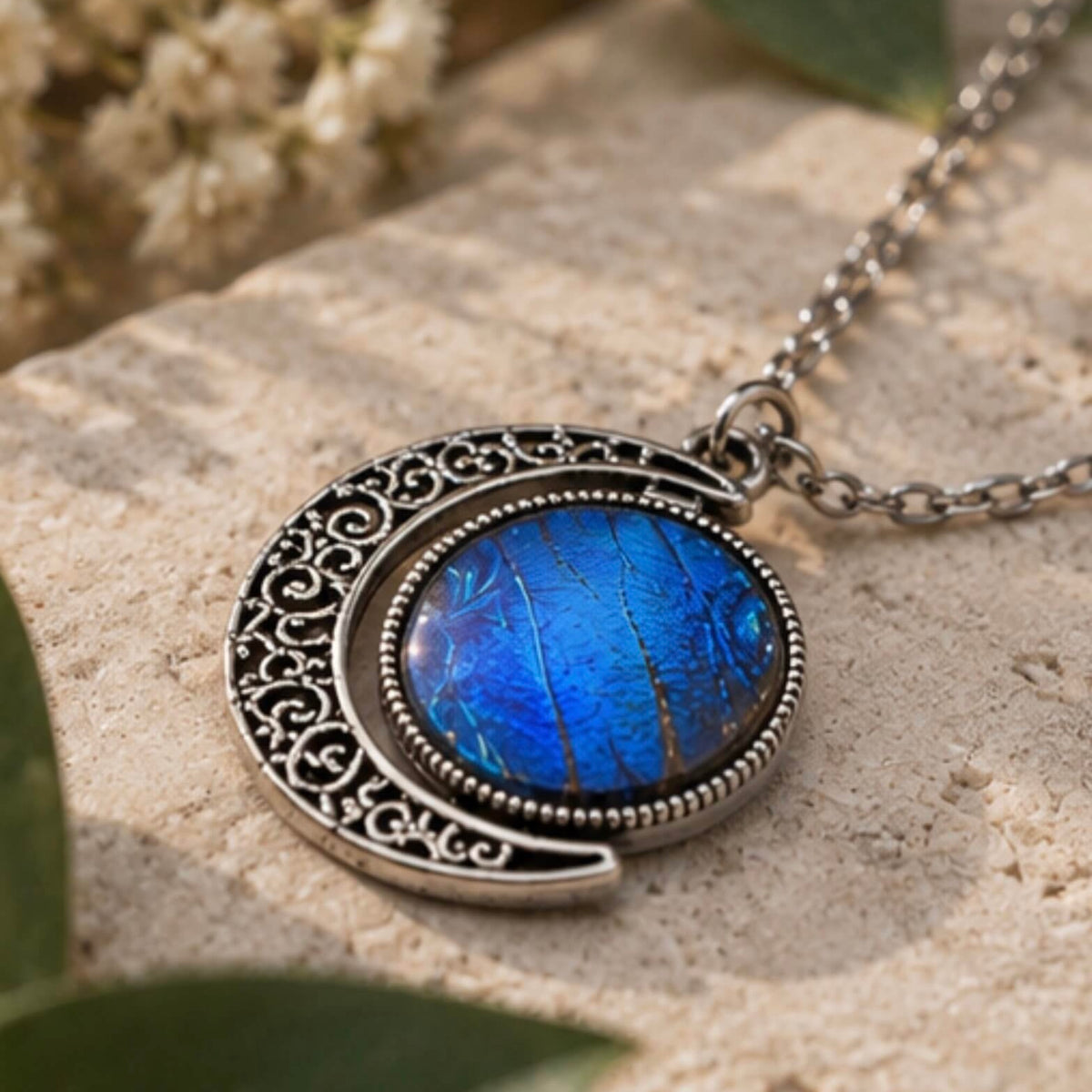 Collar mariposa morpho azul