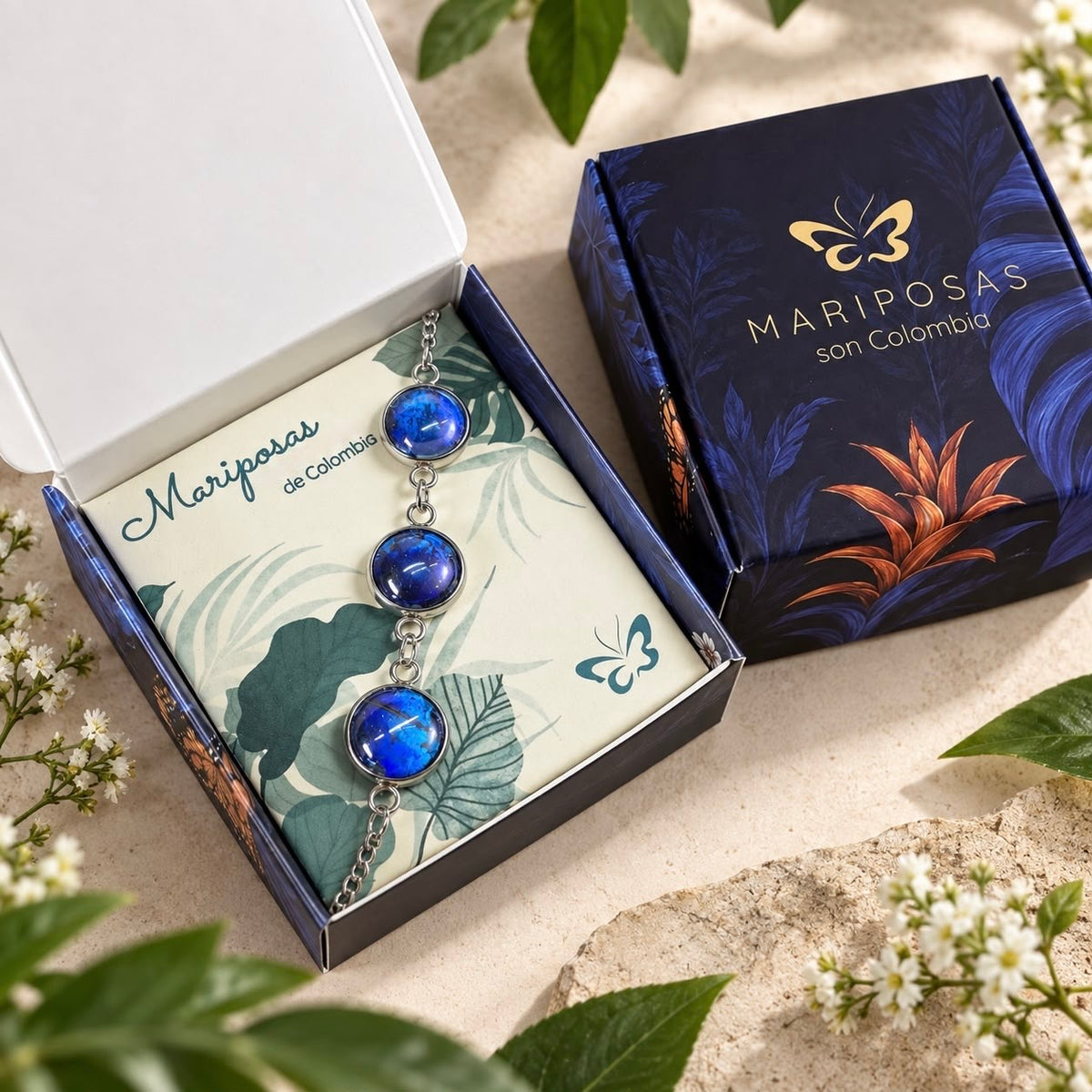 Pulsera mariposa morpho azul